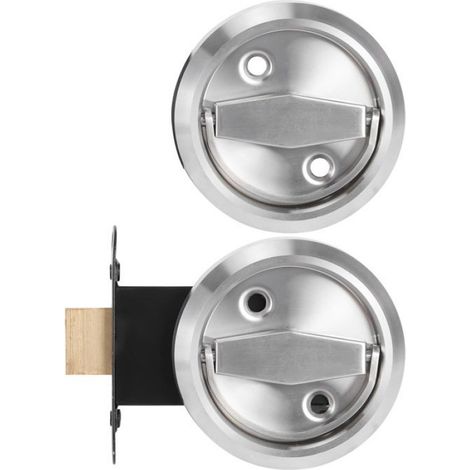Tbest serrure de porte ronde Accessoires de serrure de porte de poignée d'anneau en quincaillerie porte Argent (avec serrure) (1/5)