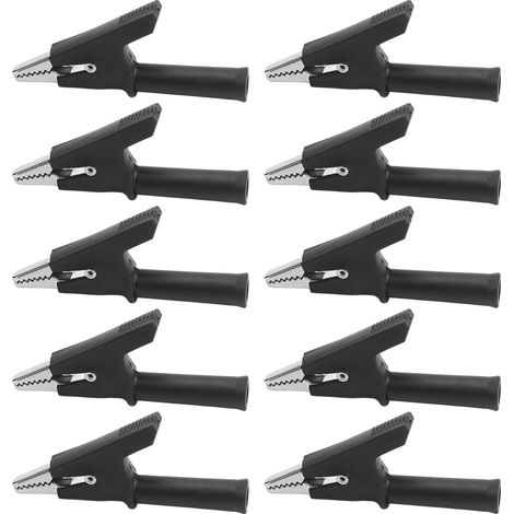 10 Pièces Pinces Crocodile de Test 10mm 10A avec Douilles 4mm - Kit Accessoires Noir (1/5)