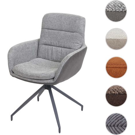 Chaise de salle à manger HWC-K32, fauteuil chaise, pivotante position auto, tissu/textile  cord - g (1/3)