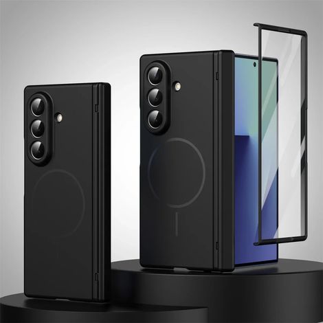 (Noir, Galaxy Z Fold6) Étui de protection magnétique à charnière, compatible MagSafe, comprend un protecteur d'écran. (1/5)