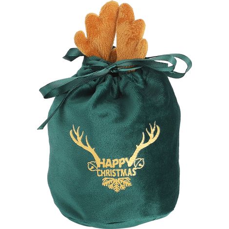 Jeffergarden Sacs Cadeaux en Toile de Jute Tricotée avec Cordon de Serrage Santa Claus Snowman Elk Bear pour Enfants Emballage de Vacances (X) (1/5)