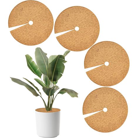 Disque de paillage en noix de coco/couvercle de pot/protection hivernale pour plantes en pot de 11,8 pouces (1/5)