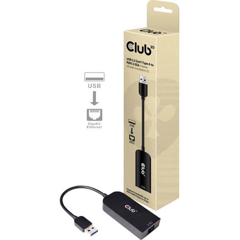 club3D CAC-1420 Adattatore di rete 2.5 GBit/s USB 3.2 (Gen 1x1), RJ45 (1/4)