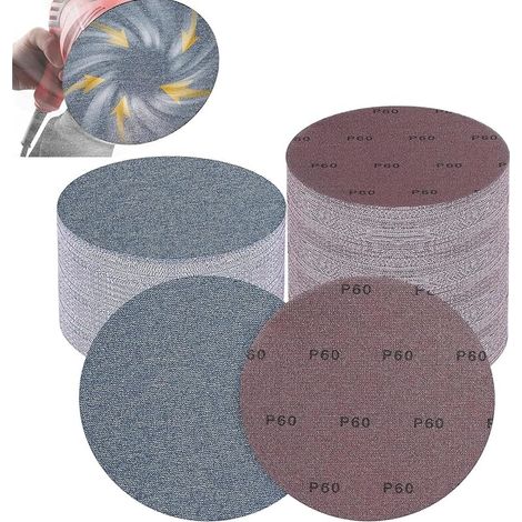 Disques Abrasifs 150mm Grain 60, 30 Pièces Filet Céramique Papier à Poncer Anti Poussière Papier de Ponçage Pour le bois, le mastic, la peinture, le plastique