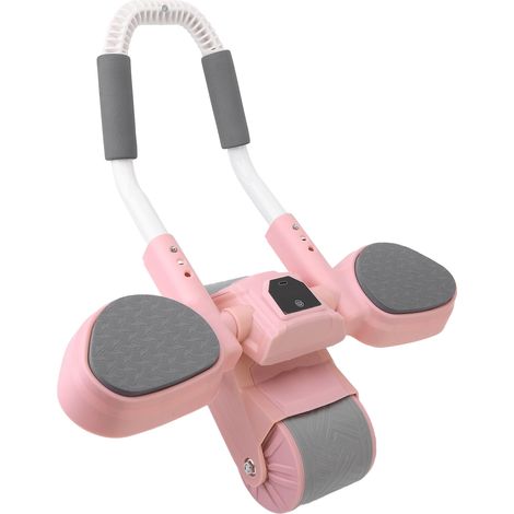 Roue abdominale fitness avec ressort automatique, antidérapante, minuterie rechargeable, aide à la planche pour hommes et femmes, rose (1/5)