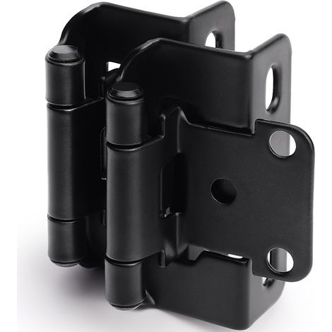 Coppia di cerniere nere a sovrapposizione da 1/2 pollice per ante di armadio (1 paio) – Cerniere semi-incassate con chiusura automatica (1/5)