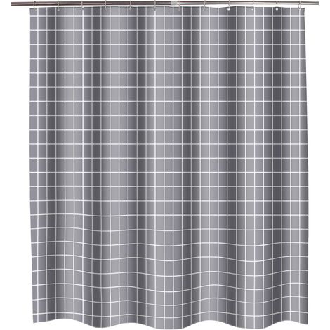 Filiyano-Rideau de douche imperméable épais en polyester à carreaux gris, 80 cm de large x 180 cm de haut (1/5)