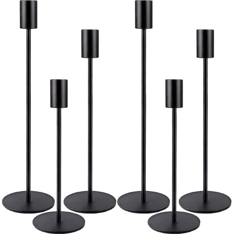 Lot de 6 Bougeoirs, Support Bougie Conique, Métal Vintage, Pour Table Salle À Manger Décoration