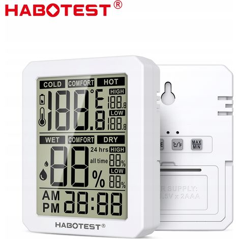 THERMO-HYGROMETER, TEMPERATUR- UND FEUCHTIGKEITSMESSUNG, KLARES, GROSSES BILDSCHIRM, HABOTEST (1/5)