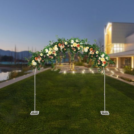 YISSALE - Arche de Mariage en Métal 2,3 m – Support de Toile de Fond et Arche à Ballons, Blanche, Fer Laqué au Four, Charge 4-5 kg, Décoration Fête Mariage Anniversaire Jardin Intérieur Extérieur (1/5)