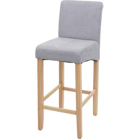 Sgabello alto bar HHG-525 Lounge legno tessuto, grigio chiaro piedi chiari