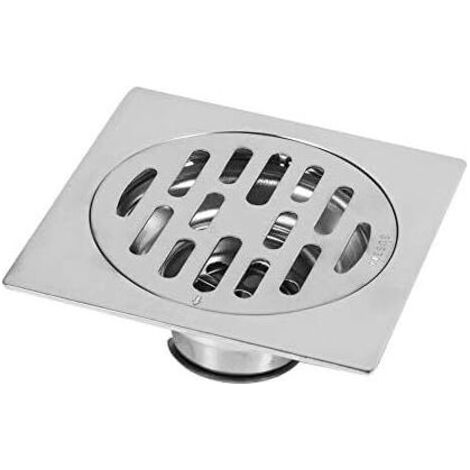 Siphon de sol en acier inoxydable, grille de douche carrée, siphon de sol avec couvercle de crépine amovible (1/5)