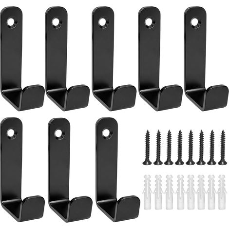 8PCS Porte Manteau Mural Noir, Patère Murale Moderne avec Fixation Invisible, Crochet Mural en Aluminium pour Vestes, Manteaux, Écharpes et Sacs, Support Mural Résistant (1/5)