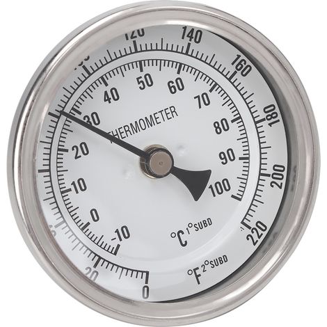 Thermomètre à cadran métallique en acier inoxydable 1/2" NPT pour le brassage de la bière