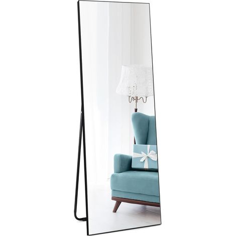 150X51CM Miroir sur Pied Rectangulaire, Miroir Mural Noir, Haute Définition Miroir en Pied à Placer sur Mural ou au Sol (1/5)