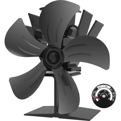 Ventilateur Poele à Bois - Ventilateurs de Poêle à 5 Lames pour Le Bois/Poêle à Bois/Cheminée, Silencieux, Ecologique, Noir (1/5)
