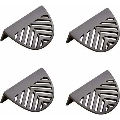 Set di 4 maniglie per mobili a forma di foglia in ottone placcato oro - nere per mobili da cucina in ottone (1/4)
