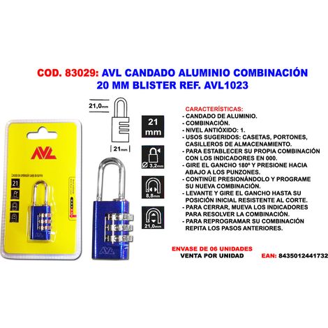 AVL avl candado combinacion 20 mm blister avl1023 , avl candado combinacion 20 mm blister avl1023