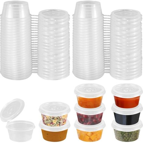 Pack of 50 storage containers with lids - Food storage containers - 100 ml - Plastic - Microwave safe (1/5)