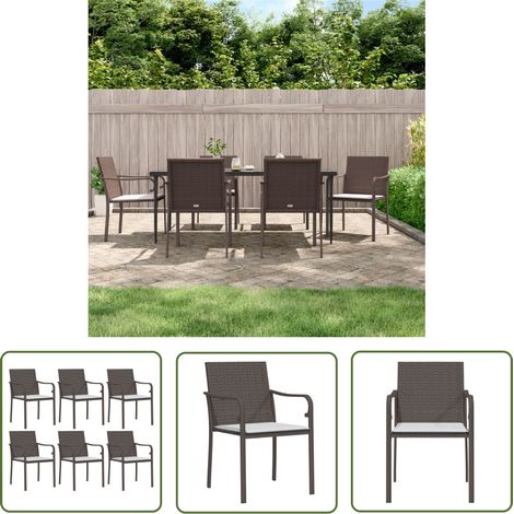 The Living Store Chaises de jardin et coussins lot de 6 marron 56x59x84 cm rotin - Chaise De Jardin - Mobilier De Jardin - Fauteuil De Jardin - Salon De Jardin - Résine Tressée (1/5)