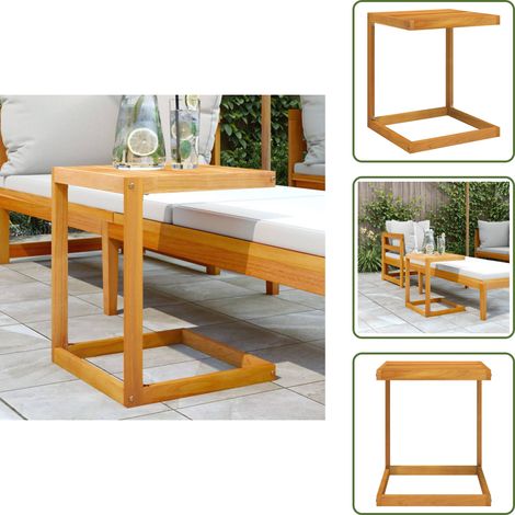 The Living Store The Living Store Table en forme de C 42x40x50 cm bois massif d'acacia - Table Basse - Table En C - Mobilier De Jardin - Table Extérieure - Acacia (1/5)