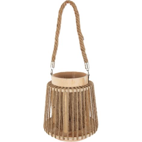 TrendLine Deko-Laterne Holz Ø 17 x 19 cm natur Laterne
