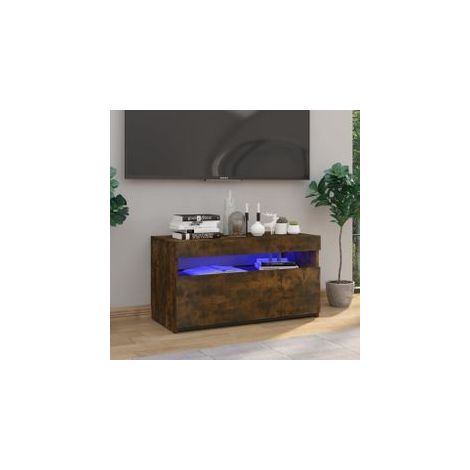 Meuble TV avec lumières LED Chêne fumé 75x35x40 (1/5)