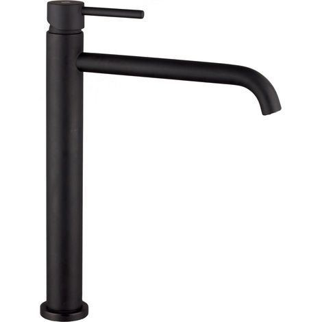 Grifo de Lavabo de Caño Alto Modelo SIRIO Fabricado en Latón Monomando Acabado en Negro (1/2)