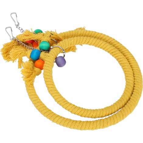 Anneau de suspension en corde de coton pour perroquet, jouet à mâcher et à mordiller, accessoire de cage, jaune (1/5)