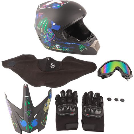 Casque motocross professionnel adulte enfant moto tout-terrain VTT avec lunettes gants masque visage (1/5)