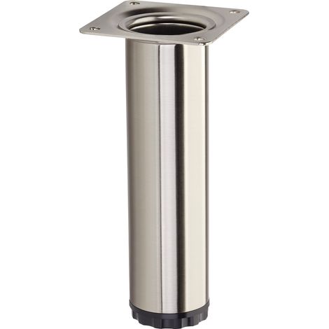 Möbelfuß BRAVO Höhe 150 mm (+ 10 mm) Ø 40 mm Edelstahloptik höhenverstellbares Schrankbein aus Stahl Stützfuß belastbar bis 50 kg von SOTECH