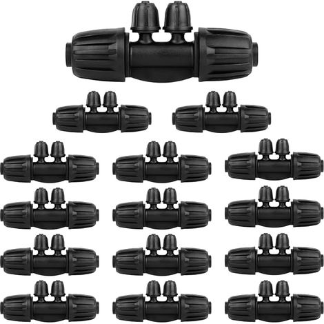 Lot de 15 Kits d’Irrigation Goutte à Goutte de 1/2 Pouce à 1/4 de Pouce pour Tuyau d’Irrigation de 16 mm, connecteur de Tuyau d’arrosage (4 Voies (1/5)