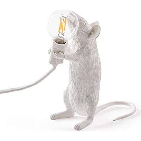 Ecleanfy - Lampe de table rétro en résine, style souris, avec douille E12. Lampe de chevet et d'appoint en résine. Décoration chaleureuse pour une chambre confortable. (1/5)