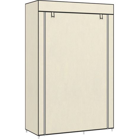 Armoire en tissu, solution de rangement, 6 étagères, 1 tringle, beige (1/5)
