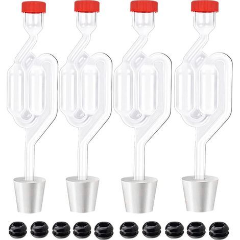 Airlock Fermentation - S-Shape Water Trap Design - Transparent Plastic Airlock for Home Brewing - 4 Pieces (1/5)