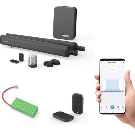 Motorisation connectée à vérins pour portail à battants - Teha Connect + batterie de secours + 2 télécommandes supp.