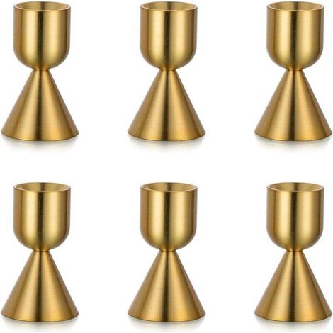 Bougeoirs en Or Bougies Coniques : Lot de 6 Bougeoirs en Laiton pour Bougies Coniques Bougeoir en Aluminium pour Table de Mariage d'anniversaire Ou de Fête Décoration (1/4)