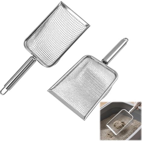 2-teiliges Gartensieb-Set, Kompostsieb aus Metall, Katzenstreuschaufel mit rutschfestem Griff, 3,8 mm und 5 mm Edelstahlsieb, zum Sieben von Erde, Sand und Steinen (1/5)