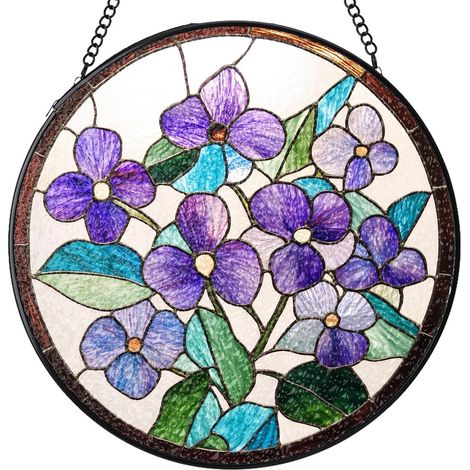 Attrape-soleil en vitrail rond – Suspension décorative pour fenêtre, porte et intérieur, idée cadeau femme homme, Diamètre : 9 cm (1/4)