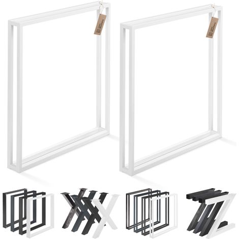 LAMO Manufaktur Pieds pour table è manger  Pieds de bureau, modèle : Frame  profil 20x20 mm  taille  80x72 cm (L x H)  Blanc 2 pièces  LTS-18-L-FF-9016