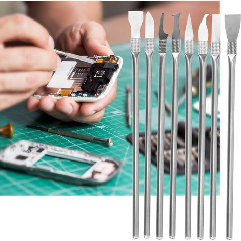 Outil d'ouverture de téléphone en métal, outil de levier pour retirer la puce CPU de la carte mère, outil de réparation de téléphone 8 en 1 à extrémité unique (1/5)