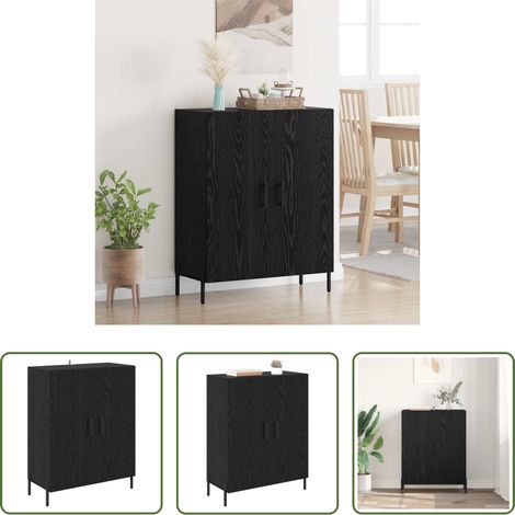 Rangement salon - Buffet Chêne noir 69,5 x 34 x 90 cm Bois d'ingénierie (1/5)