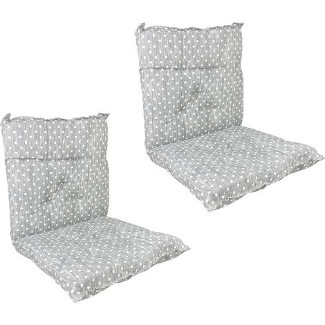 Set Cuscini Sedia Con Schienale Imbottiti Con Laccetti Banda Elastica 40 x 80 Cm CuoricinoGrigio - 2 Pezzi