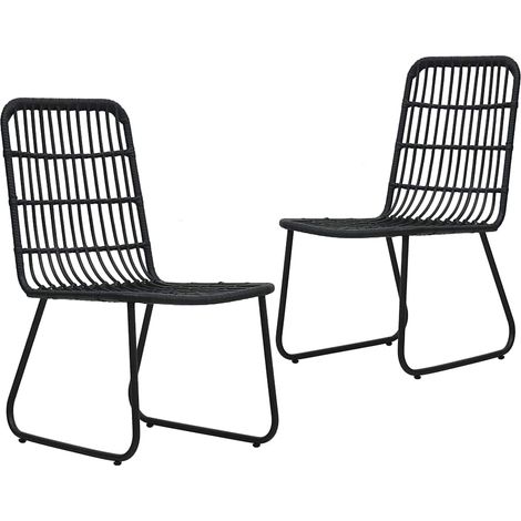 Lot de 2 Chaises de jardin - Chaises d'extérieur pour terrasse/jardin Résine tressée Noir BV703310 - BonneVie (1/5)