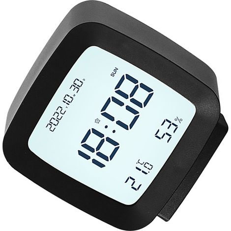 [Despertador infantil] Despertador digital portátil LED negro con indicador de temperatura y humedad, 4 x 7,8 x 8,3 cm (1/5)