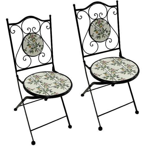 COPPIA SEDIE PER TAVOLO MOSAICO 'FLORA' cm 38 x h. 46 - 92