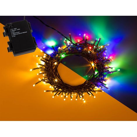 Außen LED Lichterkette 120 LEDs weiß bunt umstellbar, mit Timer, Batteriebetrieb (1/4)
