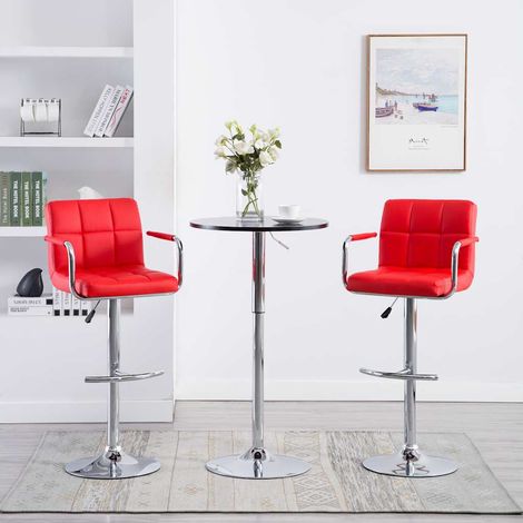 vidaXL Taburetes de cocina 2 unidades cuero sintético rojo (1/5)
