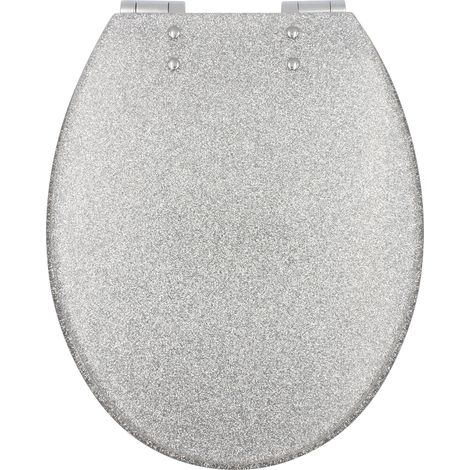 Abattant adulte pour WC en résine glitter – Charnières métal chromé – Fermeture progressive SOFT CLOSE silencieuse – Gelco Design