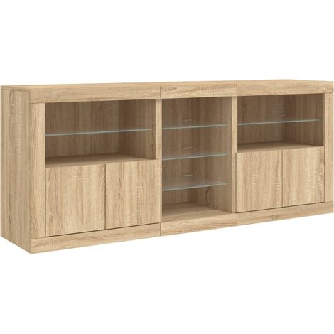 Credenza buffet cassettiera mobile contenitore organizer cucina soggiorno soggiorno con luci a LED sonoma 181,5 x 37 x 67 cm marrone 020029950